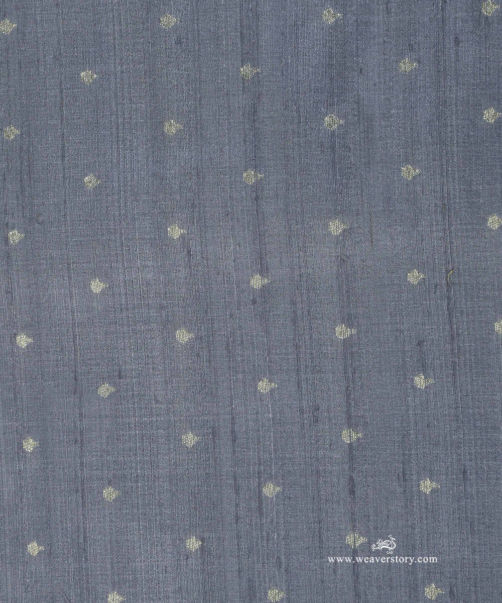Handloom_Grey_Pure_Tussar_Silk_Banarasi_Fabric_With_Cutwork_Booti_WeaverStory_03