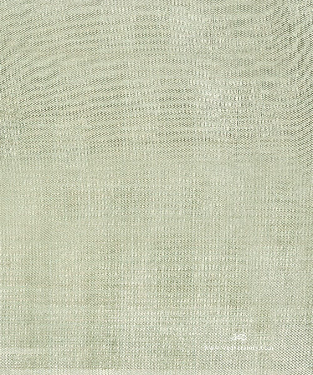 Handloom_Mint_Green_And_Silver_Plain_Pure_Tissue_Chanderi_Fabric_WeaverStory_03