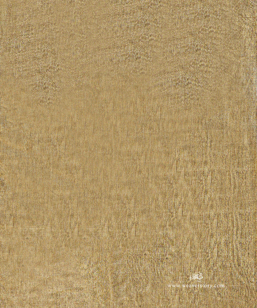 Handloom_Half_Gold_Pure_Tissue_Chanderi_Fabric_With_Small_Checks_WeaverStory_02