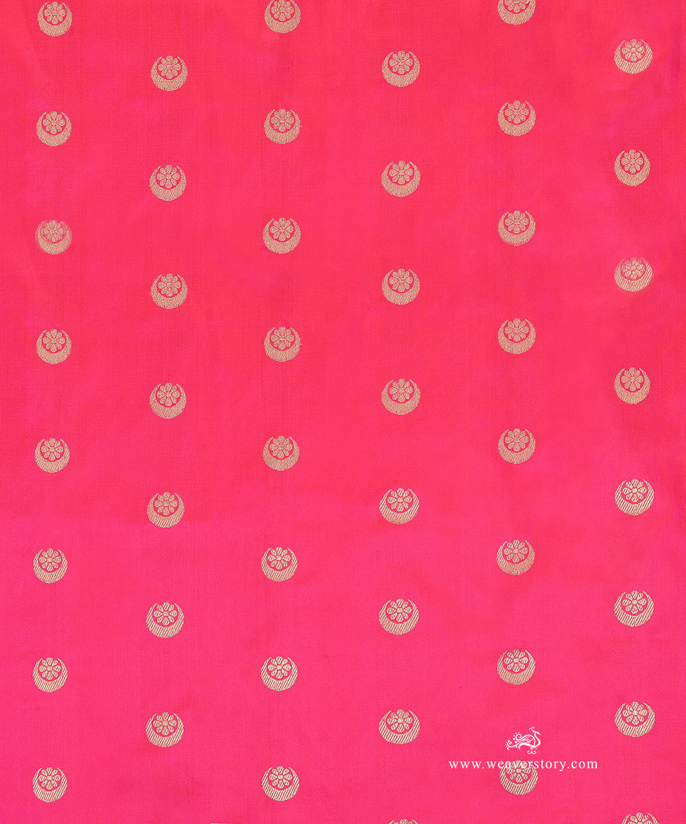 Hot_Pink_Handloom_Pure_Katan_Silk_Banarasi_Fabric_With_Kadhwa_Chand_Boota_WeaverStory_02