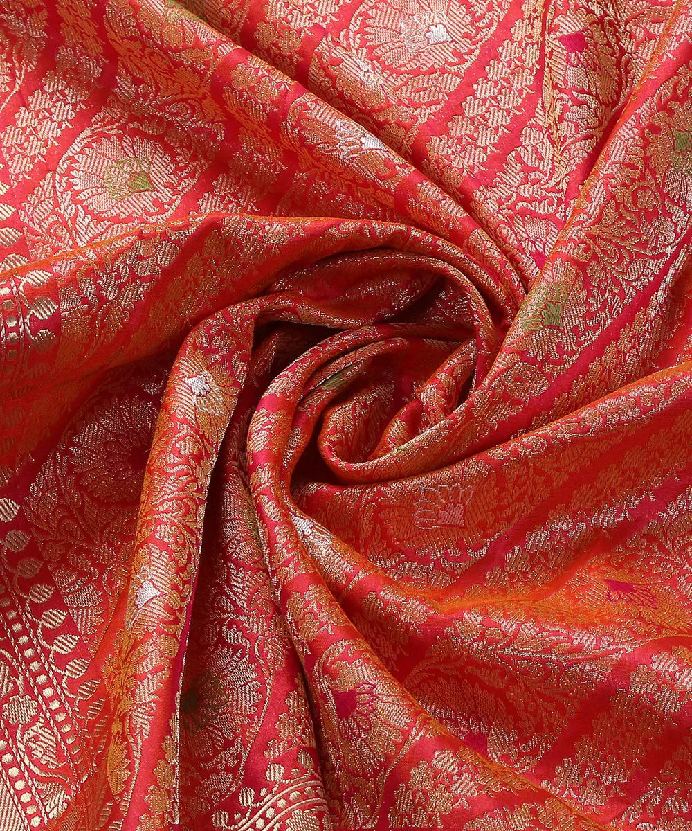 Handloom_Pink_Orange_Diagonal_Kimkhab_Banarasai_Dupatta_WeaverStory_05
