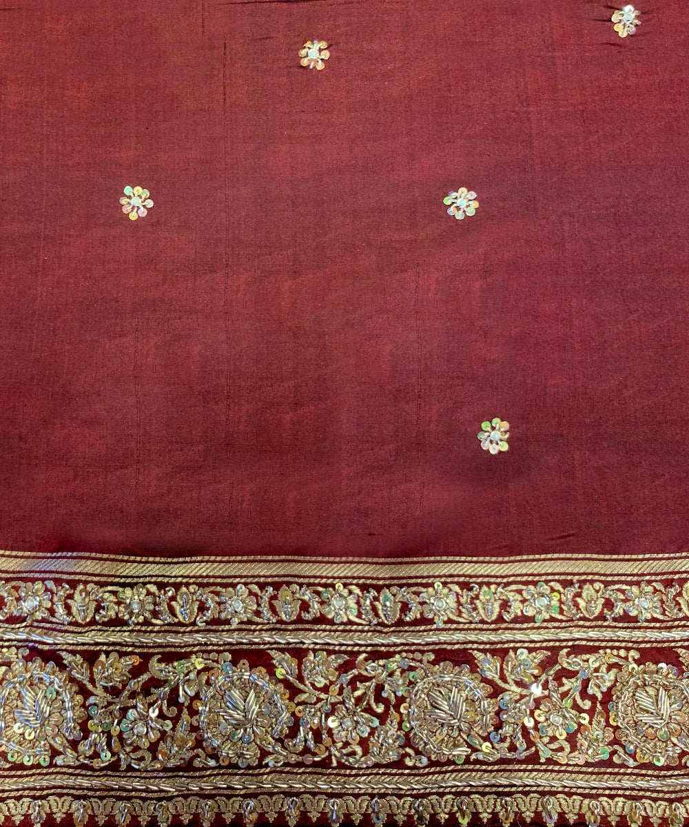 Handloom Grey Kimkhab Banarasi Saree With Zardozi Embroidery