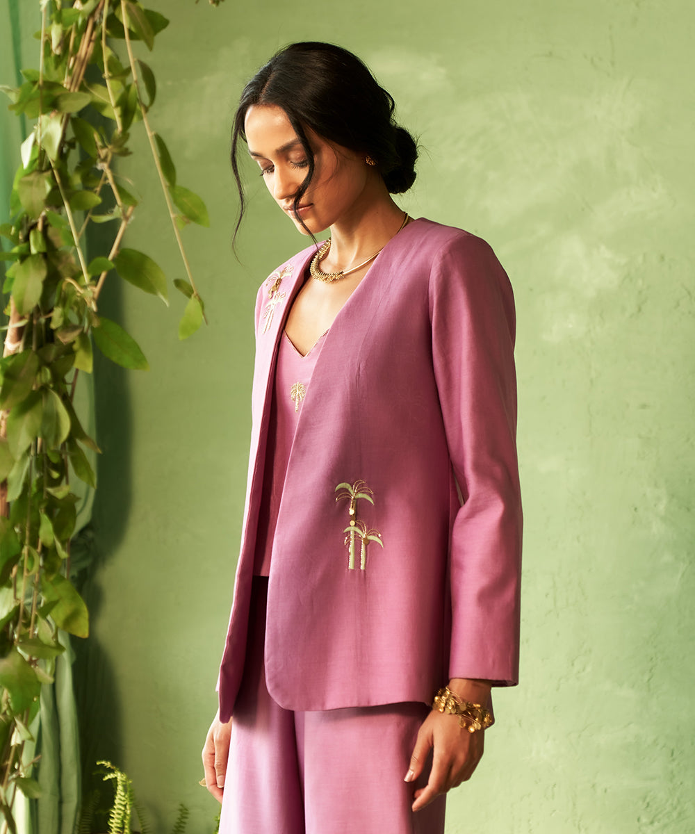 Kinaara Palm Embroidered Jacket Set