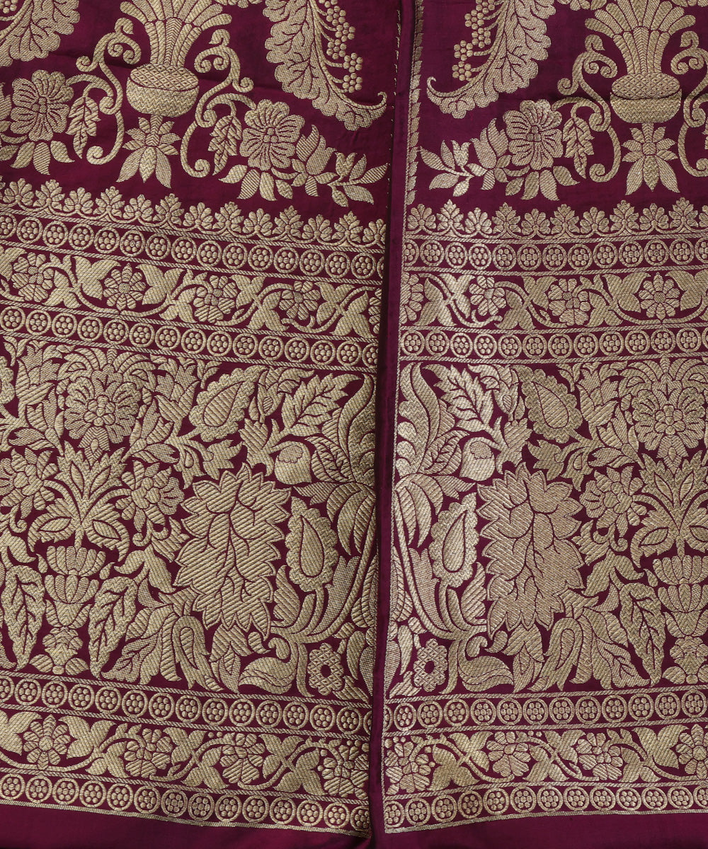Purple_Handloom_Pure_Katan_Silk_Banarasi_Lehenga_With_Mehraab_Jaal_WeaverStory_03