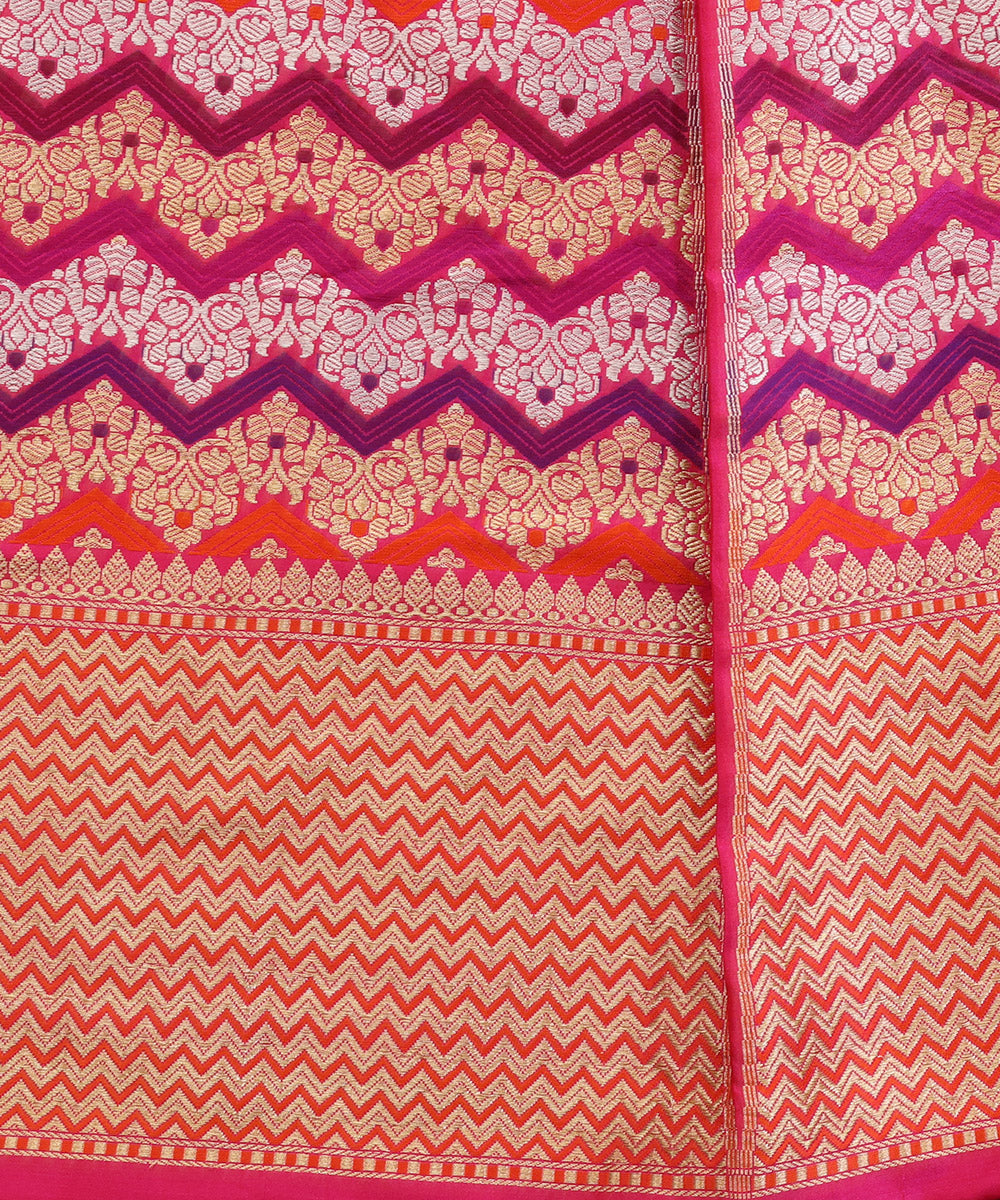 Pink_Pure_Katan_Silk_Handloom_Kadhwa_Banarasi_Lehenga_With_Meenakari_Chevron_Weaving_WeaverStory_03