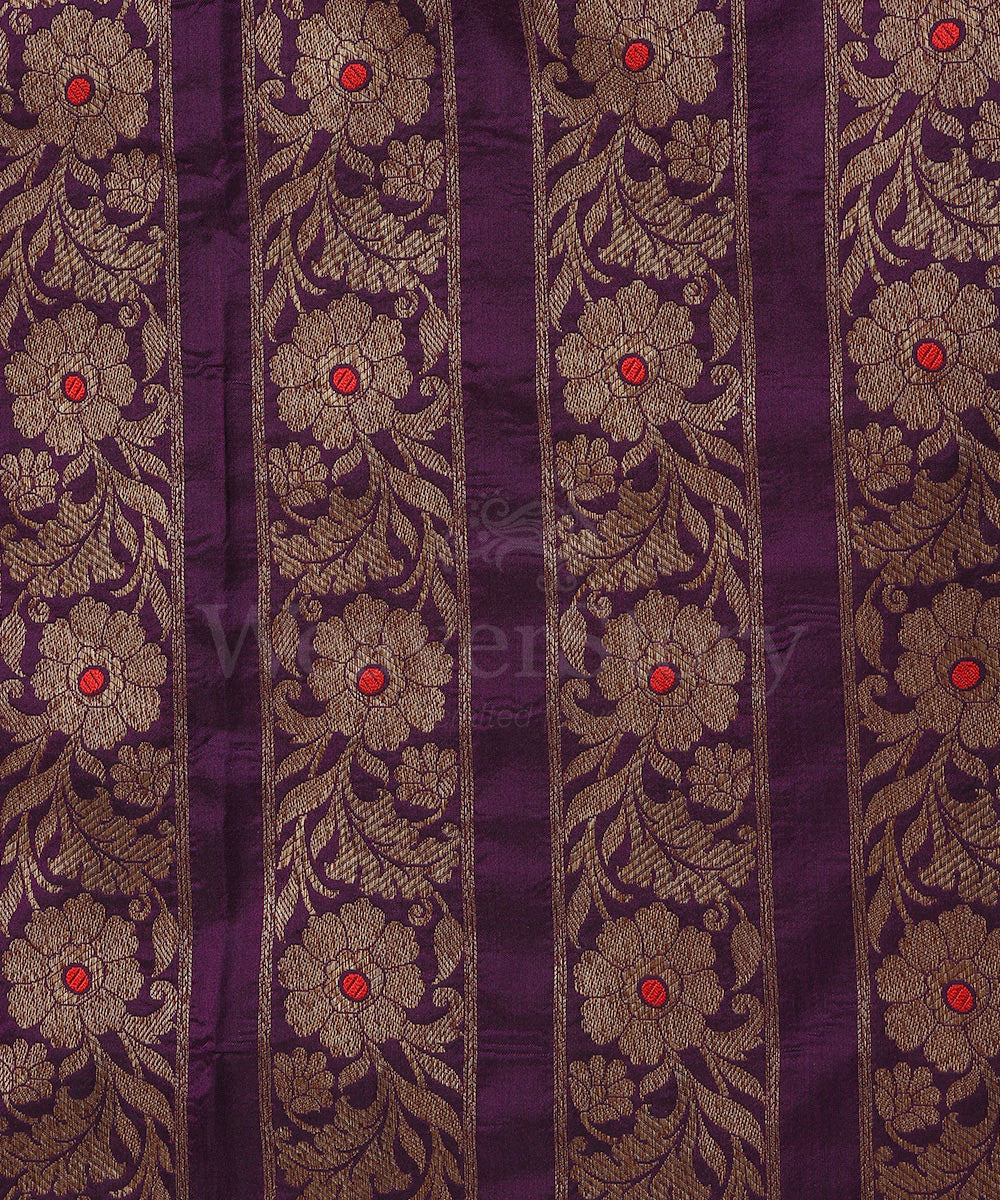 Purple_Handloom_Pure_Katan_Silk_Antique_Zari_Banarasi_Lehenga_With_Red_Meena_WeaverStory_06
