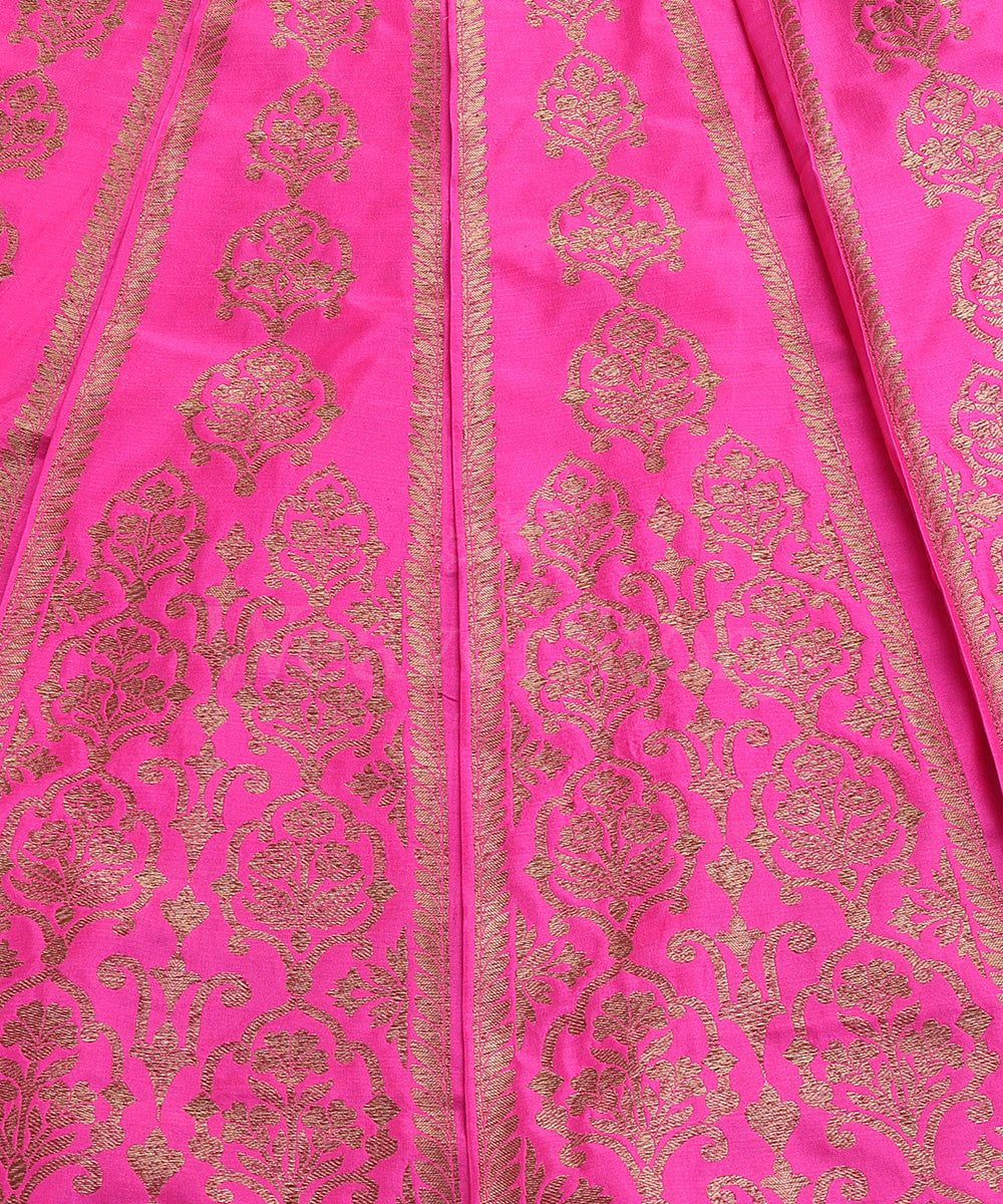 Hot_Pink_Handloom_Pure_Katan_Silk_Antique_Zari_Banarasi_Lehenga_WeaverStory_03