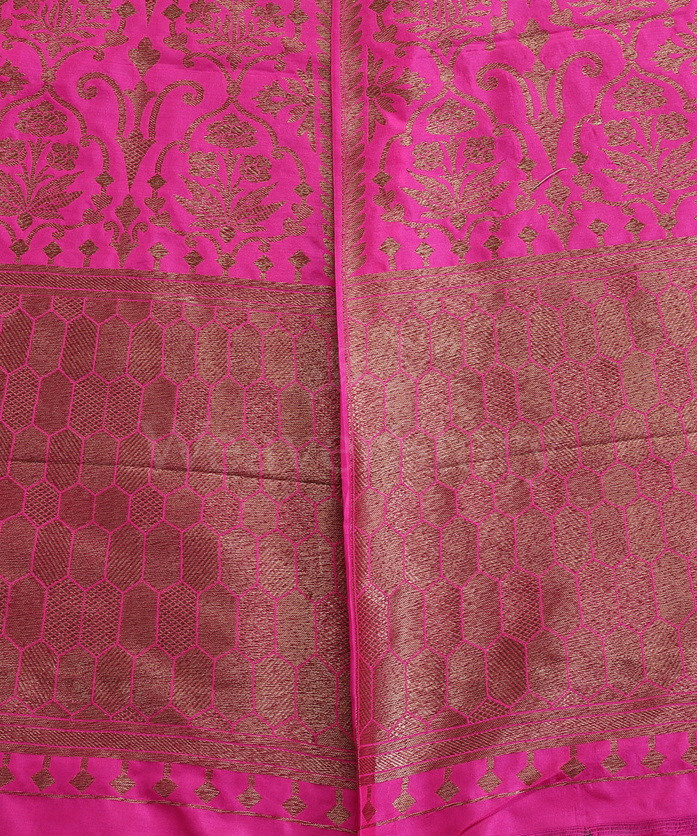 Hot_Pink_Handloom_Pure_Katan_Silk_Antique_Zari_Banarasi_Lehenga_WeaverStory_04
