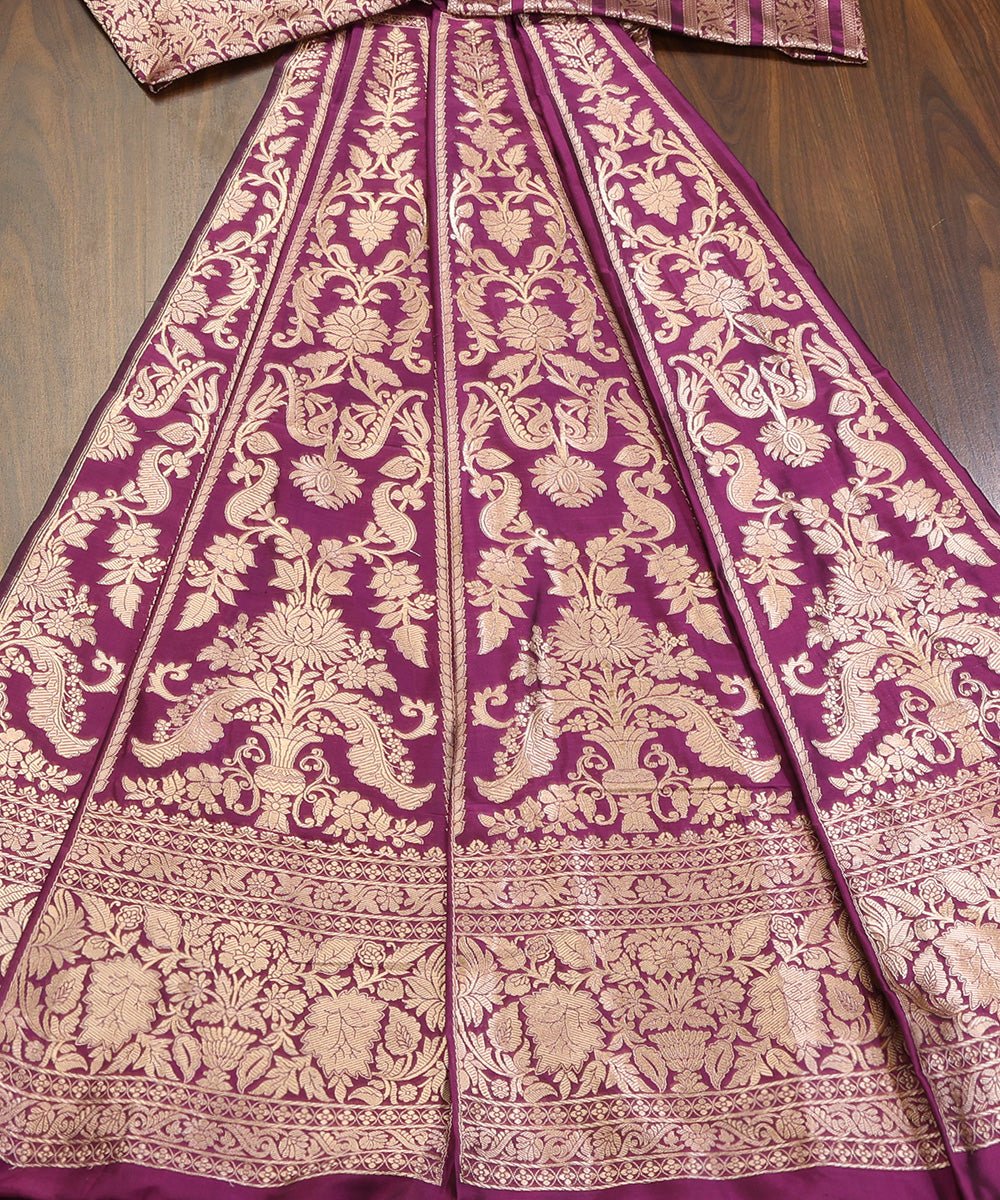Purple_Handloom_Pure_Katan_Silk_Banarasi_Lehenga_With_Mehraab_Jaal_WeaverStory_02