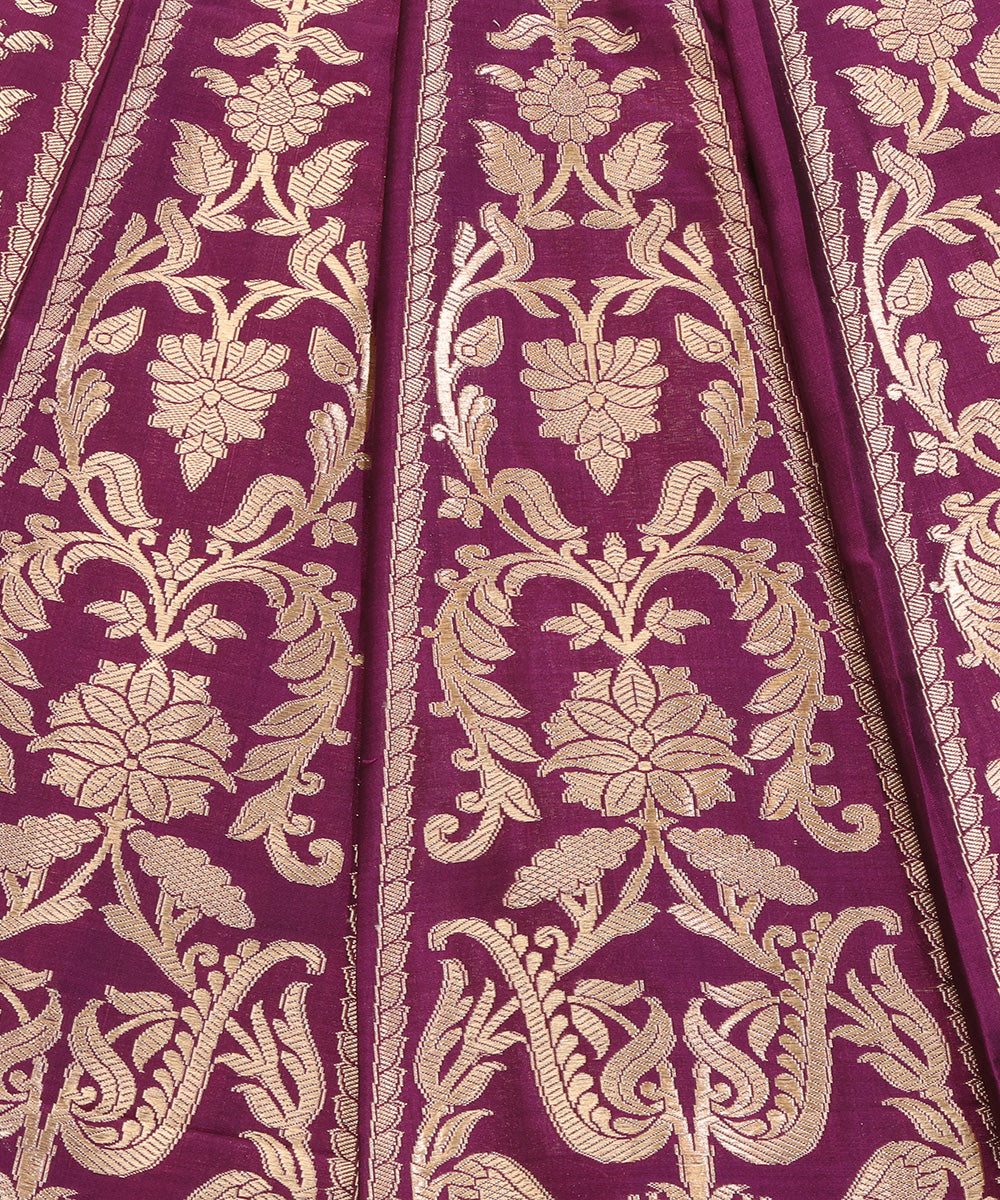 Purple_Handloom_Pure_Katan_Silk_Banarasi_Lehenga_With_Mehraab_Jaal_WeaverStory_04