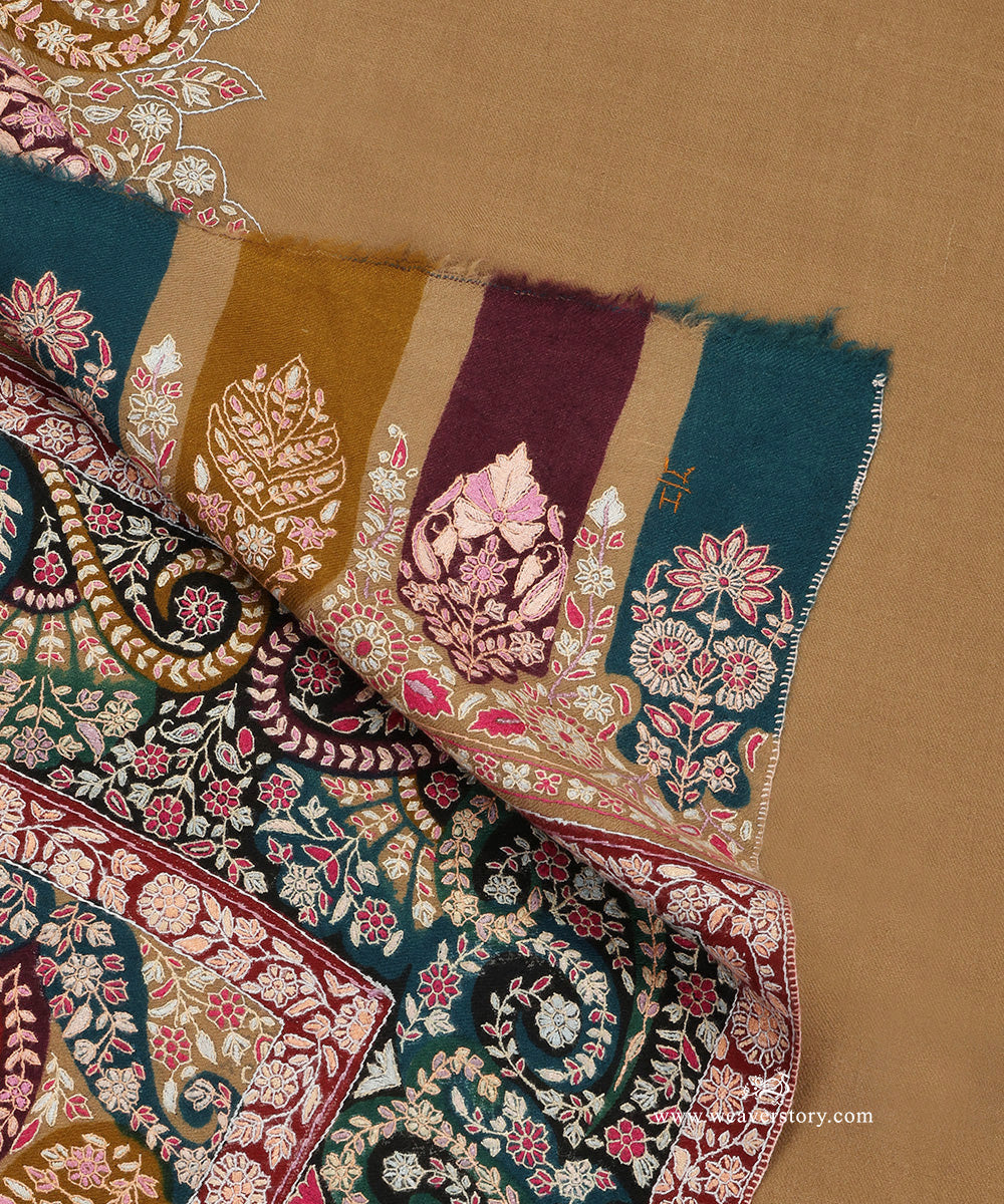Multicolour_Pure_Pashmina_Shawl_With_Kalamkari_Palla_Border_WeaverStory_05