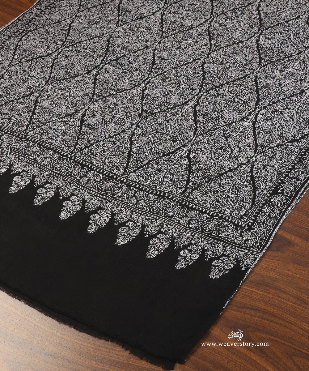 Black_Pure_Pashmina_Shwal_With_White_Sozinikari_Jaal_WeaverStory_04