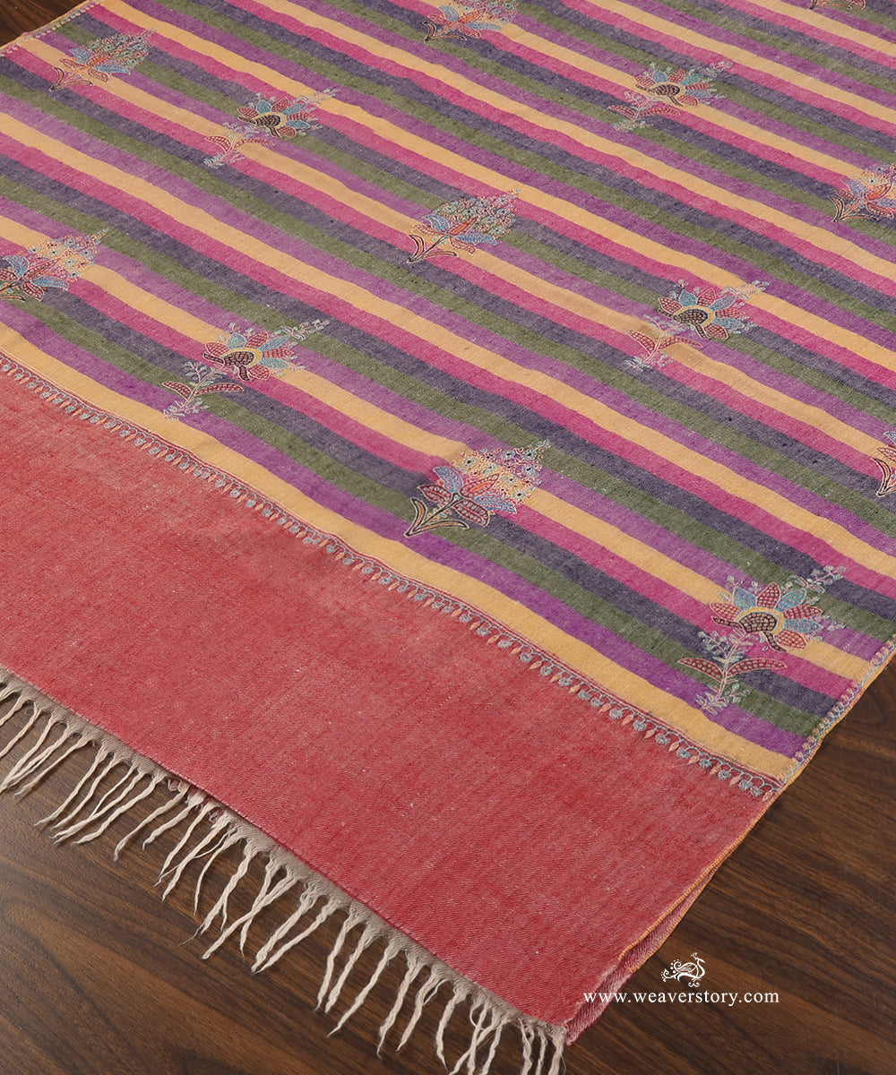 Multicoloured_Striped_Pure_Pashmina_Shawl_With_Ikat_Weaving_And_Soznikari_Booti_WeaverStory_04