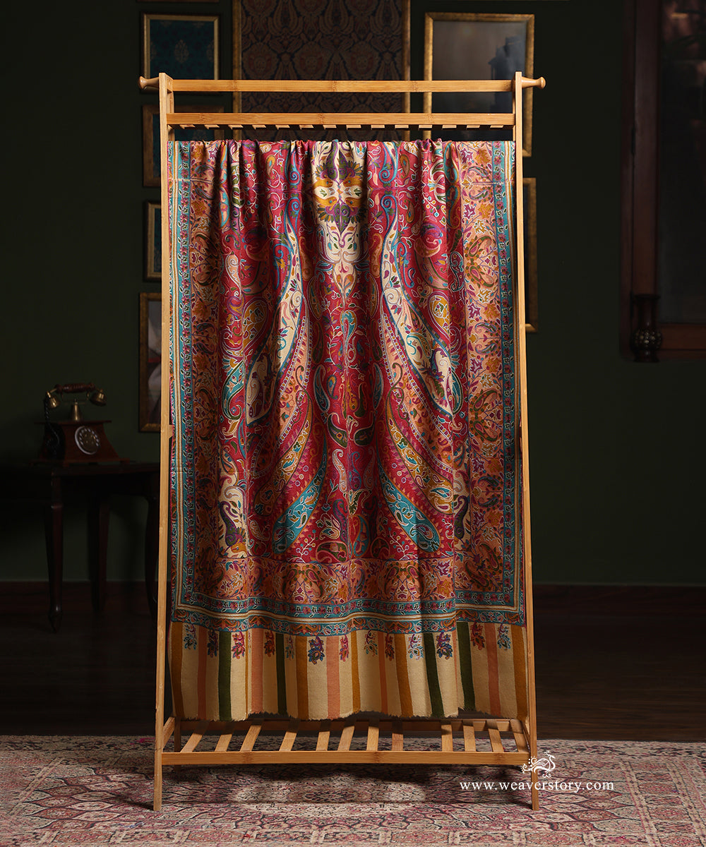 Multicolour_Kalamkari_Jamawar_Pure_Pashmina_Shawl_With_Paper_Mache_WeaverStory_02
