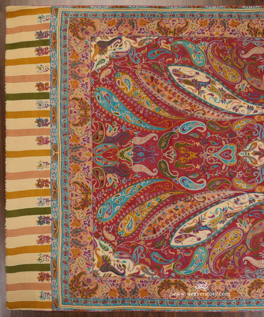 Multicolour_Kalamkari_Jamawar_Pure_Pashmina_Shawl_With_Paper_Mache_WeaverStory_03