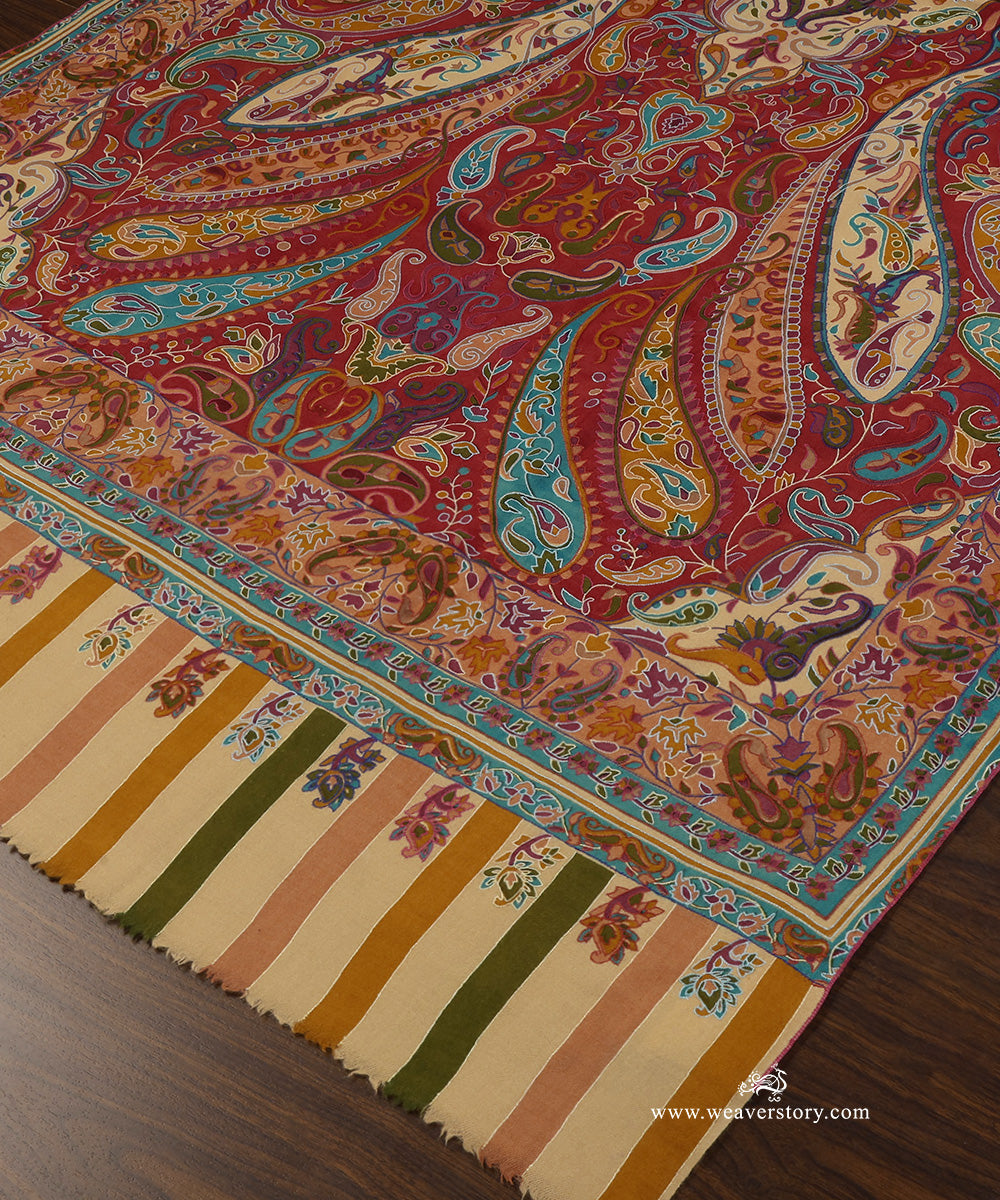 Multicolour_Kalamkari_Jamawar_Pure_Pashmina_Shawl_With_Paper_Mache_WeaverStory_04