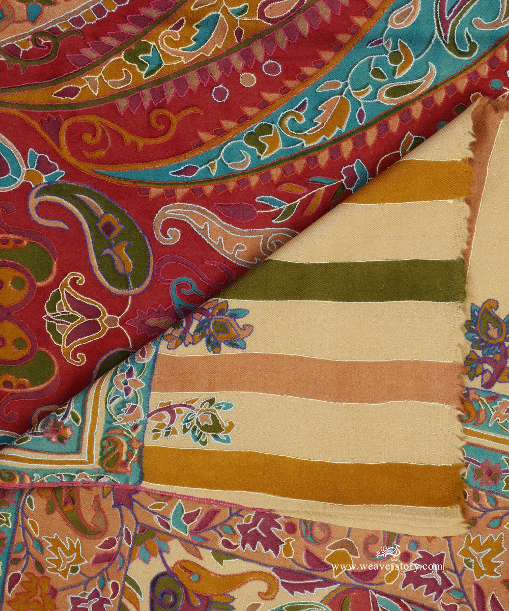 Multicolour_Kalamkari_Jamawar_Pure_Pashmina_Shawl_With_Paper_Mache_WeaverStory_05