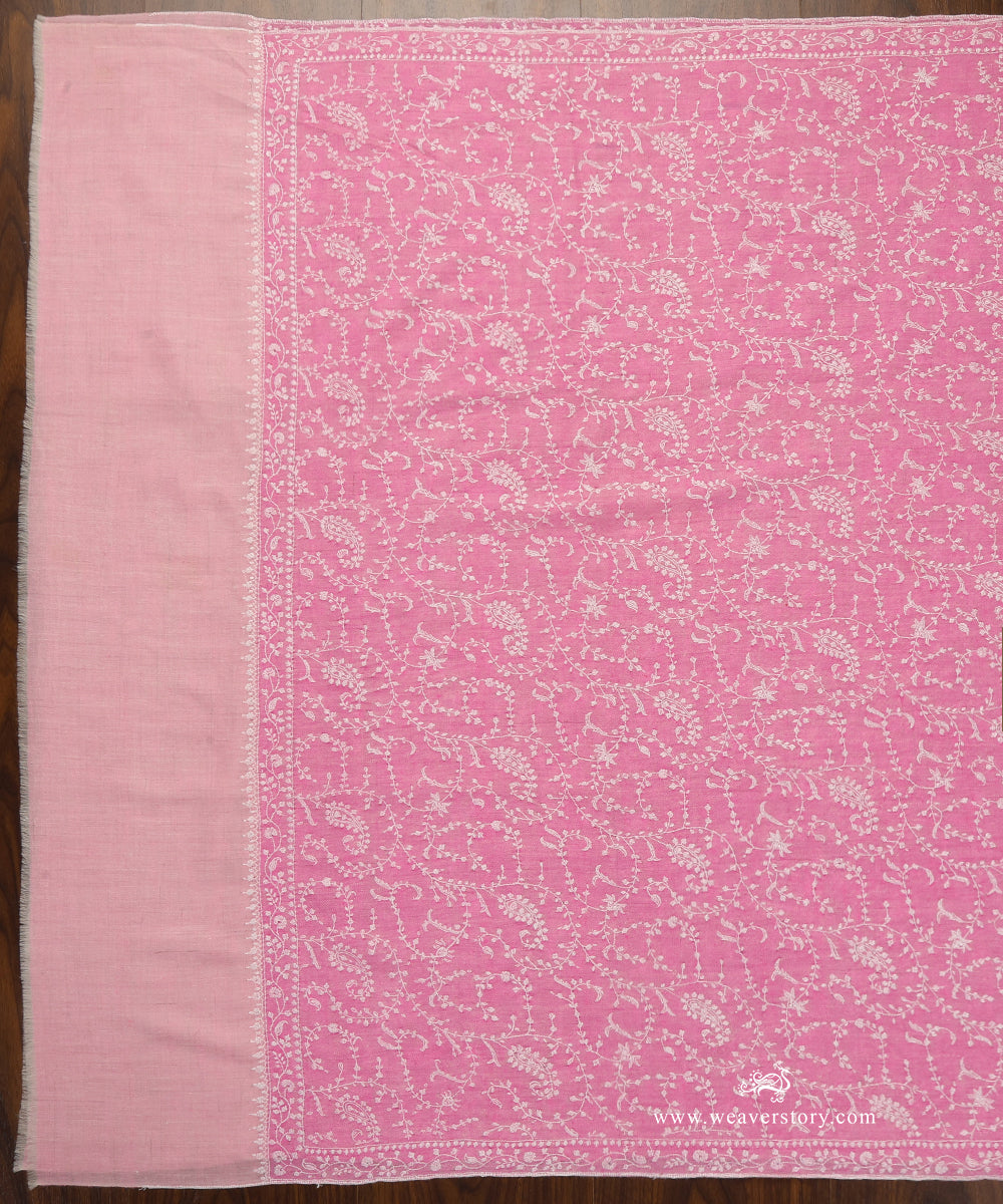 Pink_Handwoven_Pure_Pashmina_Shawl_With_Full_Soznikari_Jaal_WeaverStory_02
