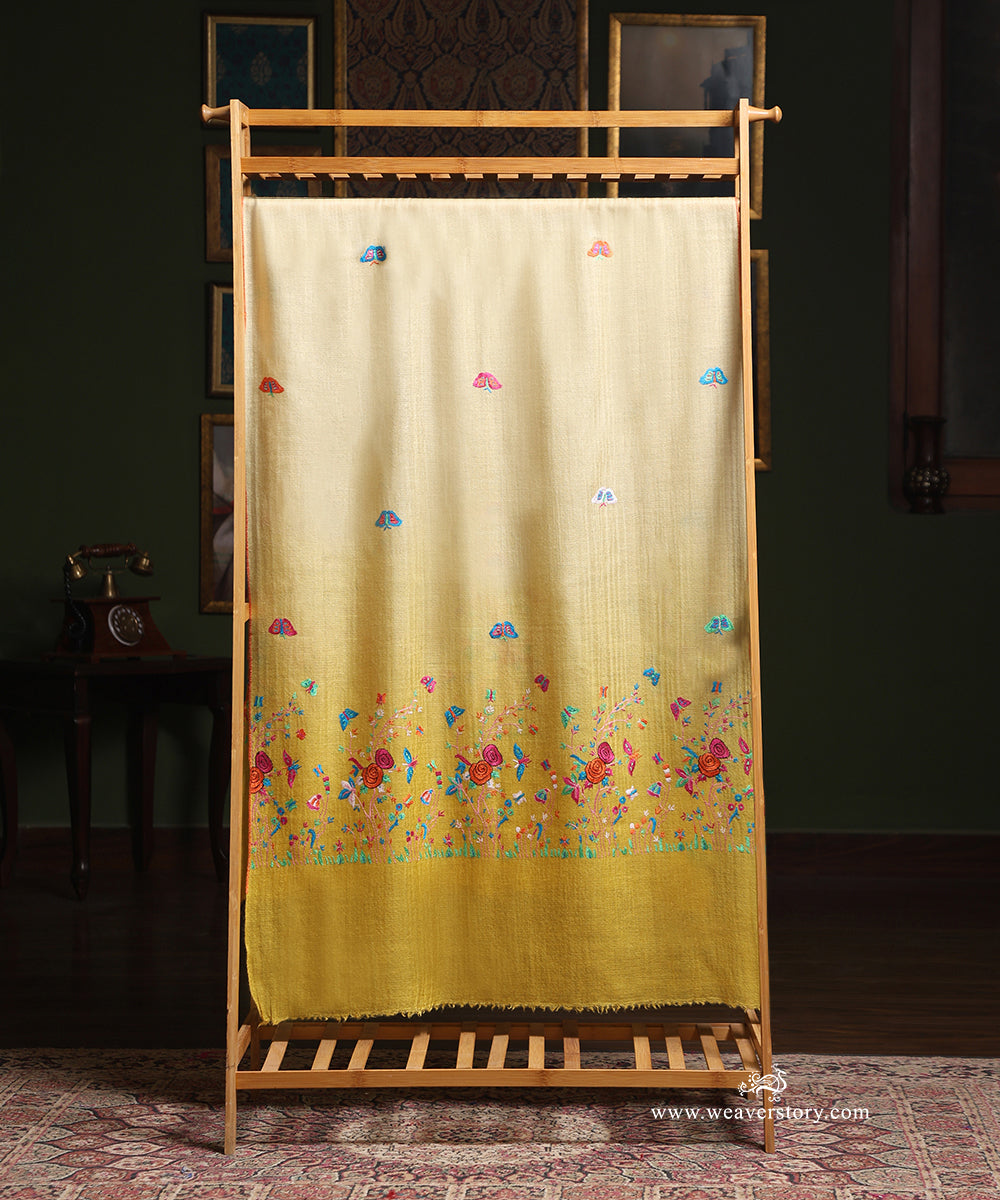 Lemon_Pure_Pashmina_Stole_With_Paper_Mache_Motifs_WeaverStory_02