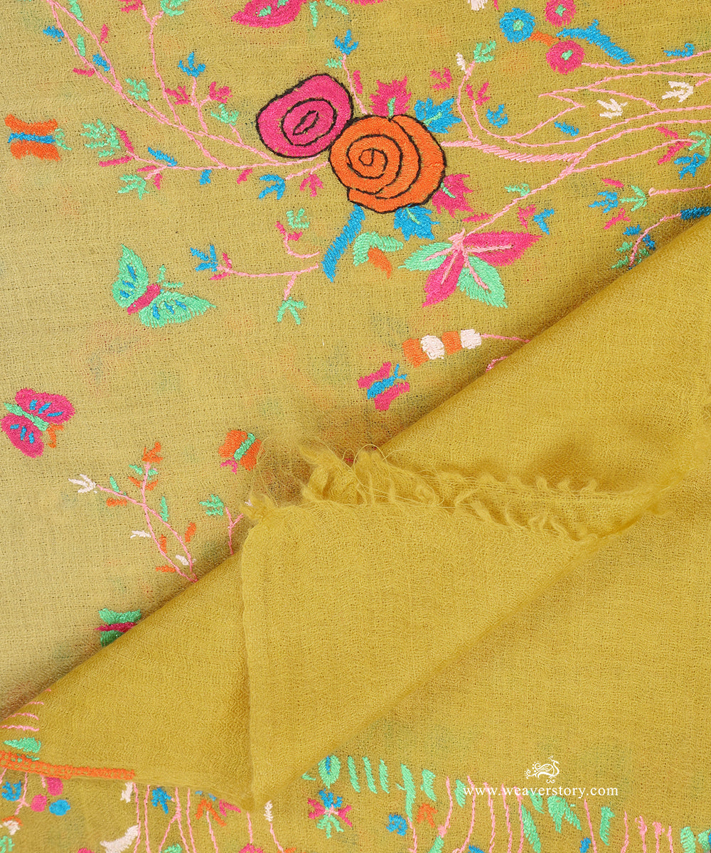 Lemon_Pure_Pashmina_Stole_With_Paper_Mache_Motifs_WeaverStory_05