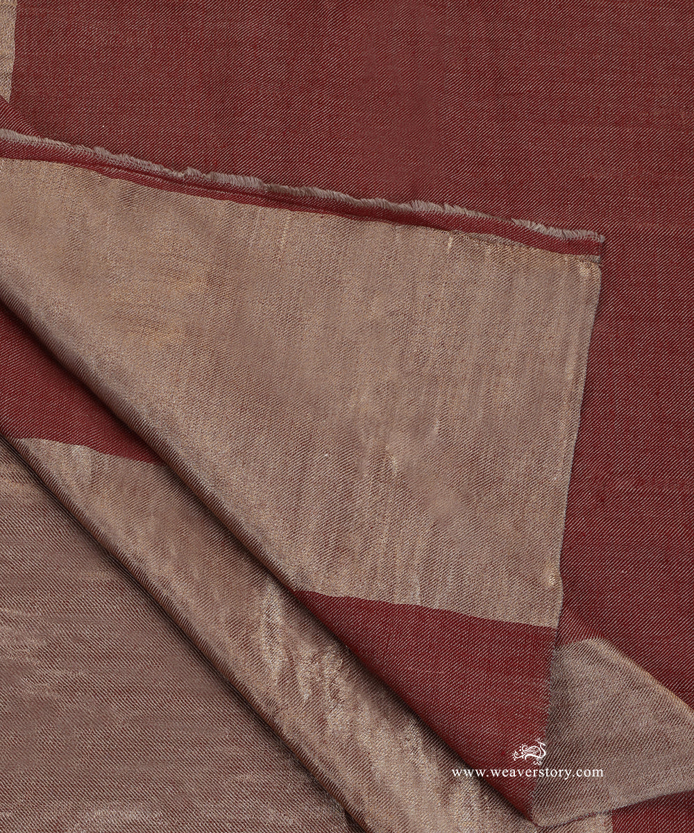 Brown_And_Golden_Pure_Pashmina_Shawl_With_Double_Shade_Zari_WeaverStory_05