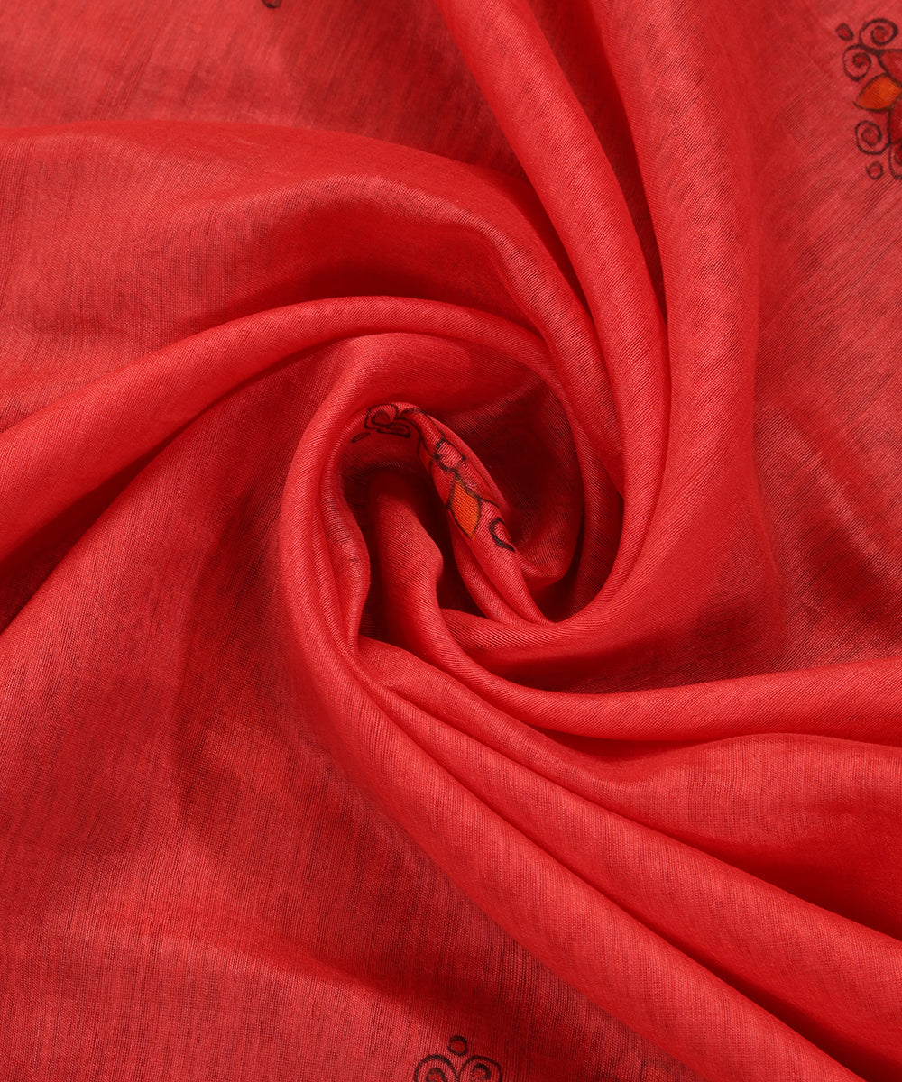 Carrot_Hand_Painted_Pure_Chanderi_Madhubani_Dupatta_WeaverStory_05