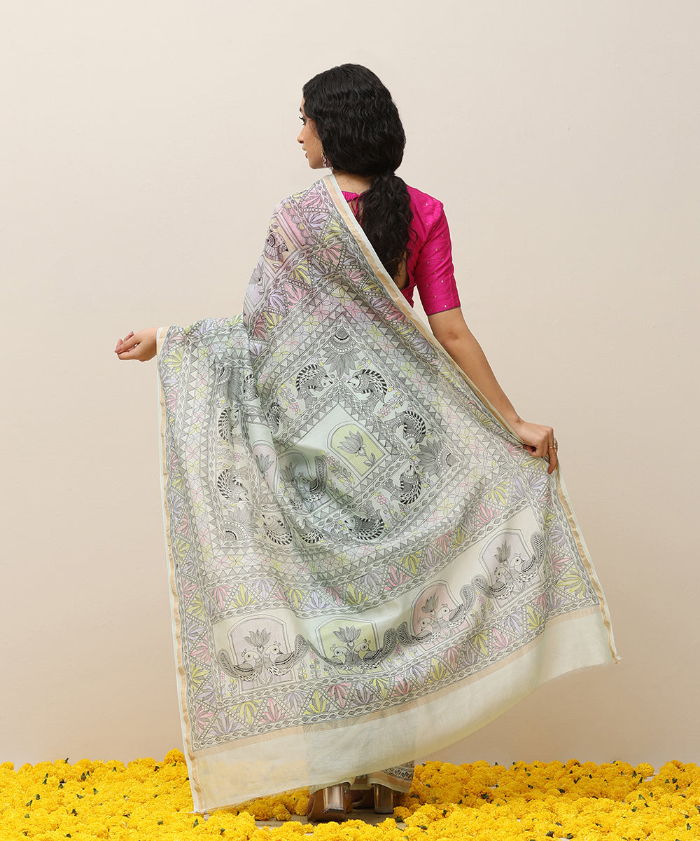 Pastel_Green_Handloom_Chanderi_Handpainted_Madhubani_Saree_With_Peacock_Motifs_WeaverStory_03