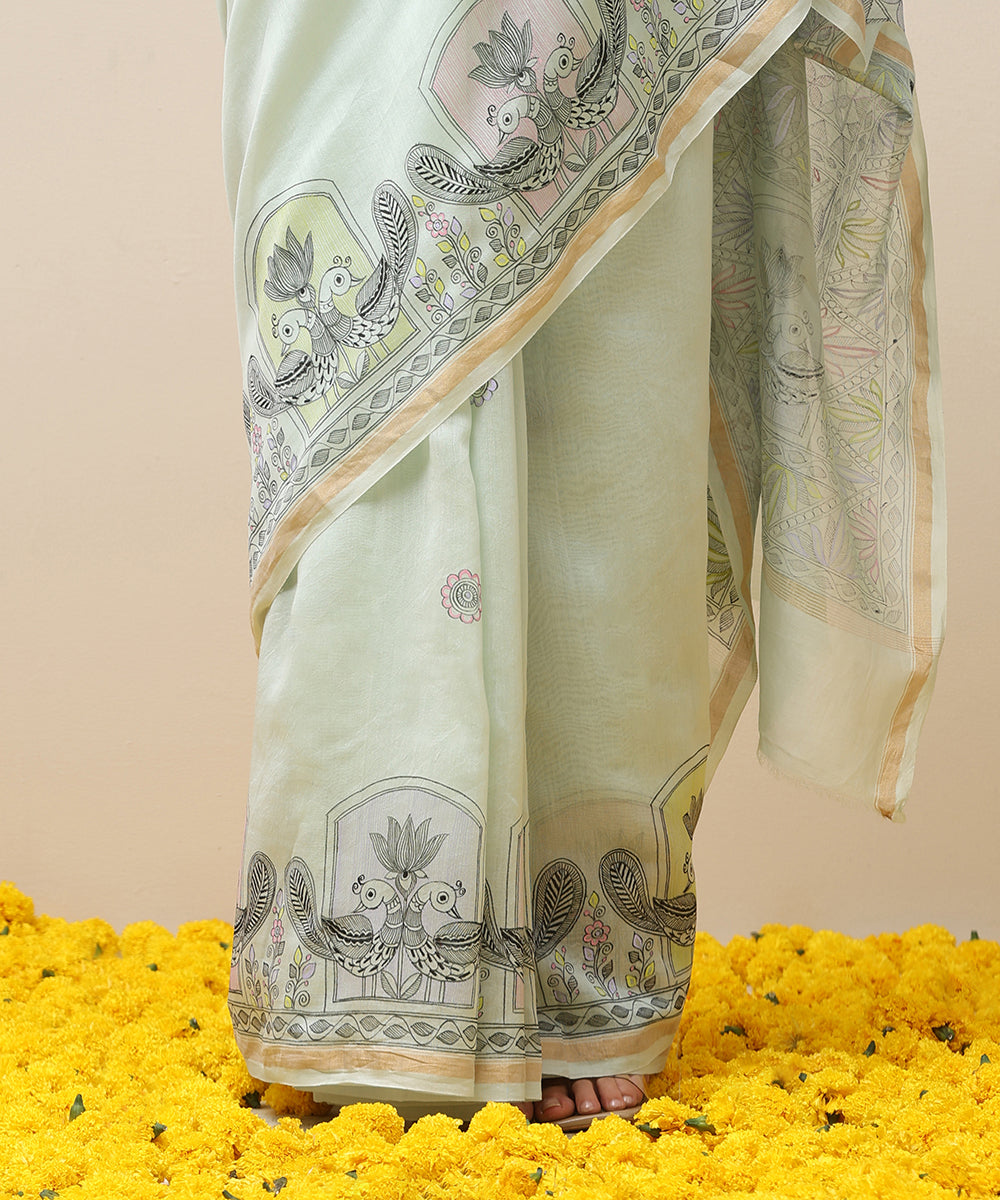 Pastel_Green_Handloom_Chanderi_Handpainted_Madhubani_Saree_With_Peacock_Motifs_WeaverStory_04
