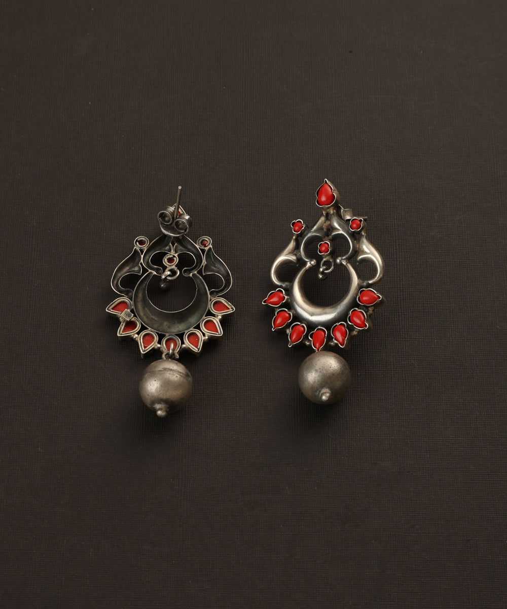 Shorya_Handcrafted_Coral_Oxidised_Pure_Silver_Earrings_WeaverStory_03