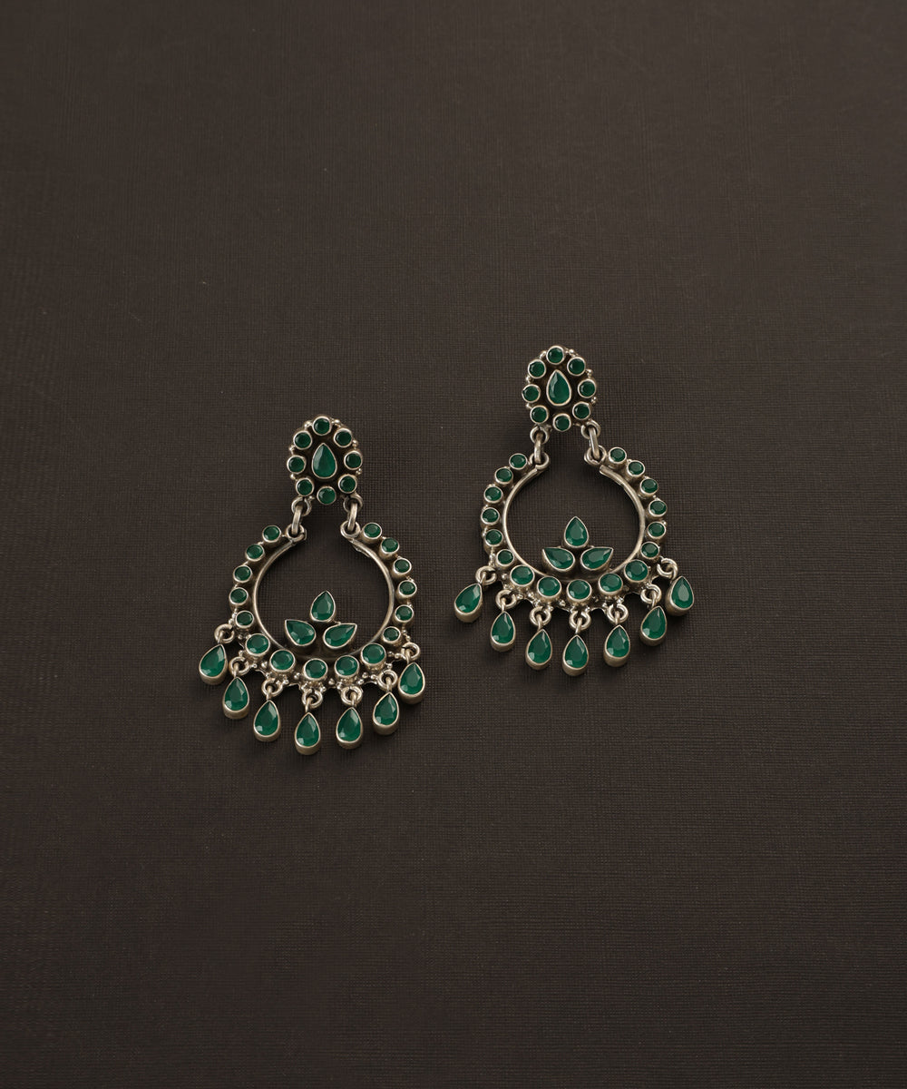 Purvi_Handcrafted_Green_Oxidised_Pure_Silver_Earrings_WeaverStory_02