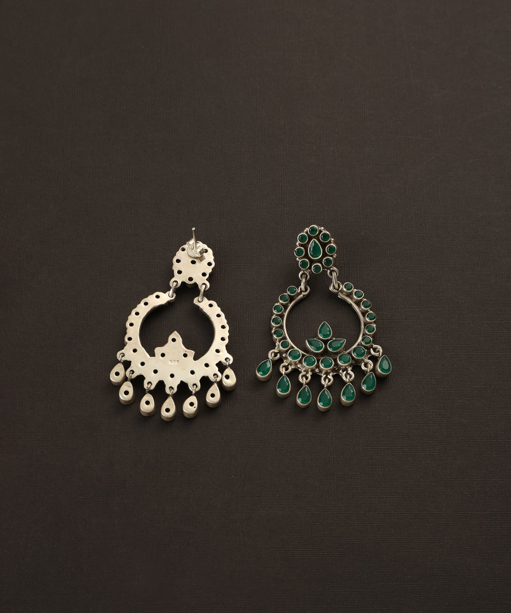 Purvi_Handcrafted_Green_Oxidised_Pure_Silver_Earrings_WeaverStory_03
