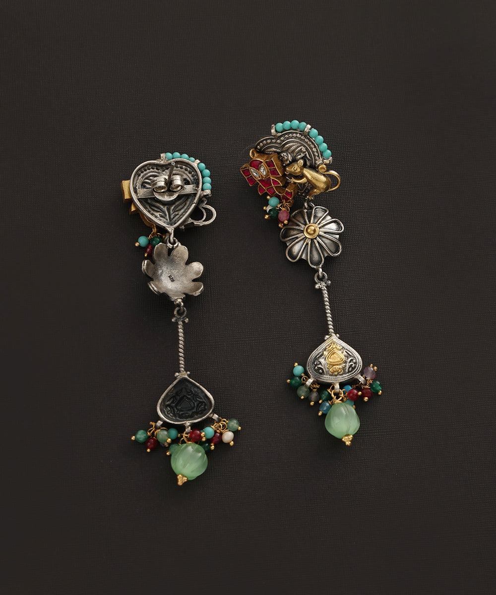 Paaras_Handcrafted_Oxidised_Pure_Silver_Kundan_Earrings_WeaverStory_02