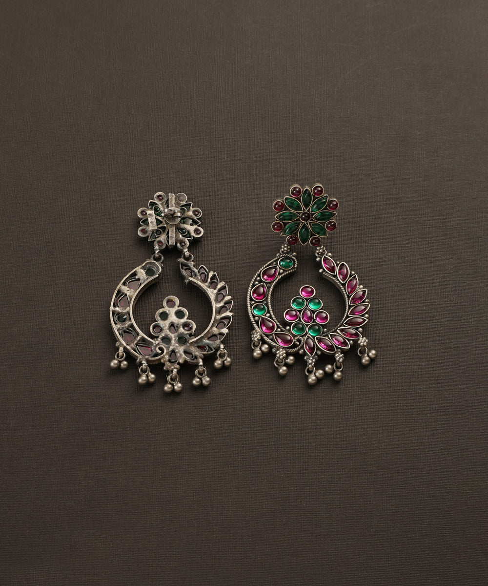 Ofra_Handcrafted_Oxidised_Pure_Silver_Earrings_With_Multicolor_Kempstones_WeaverStory_03