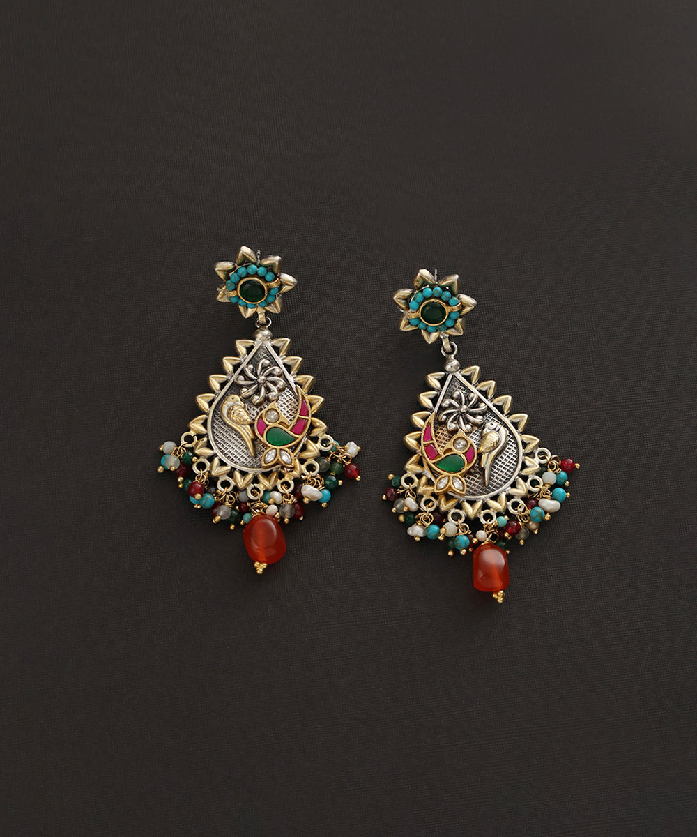 Nabhendu_Handcrafted_Oxidised_Pure_Silver_Kundan_Earrings_WeaverStory_02