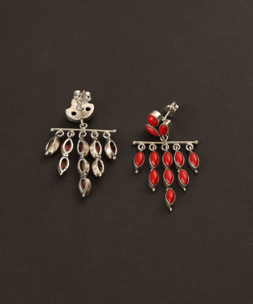 Meena_Handcrafted_Oxidised_Pure_Silver_Coral_Earrings_WeaverStory_03