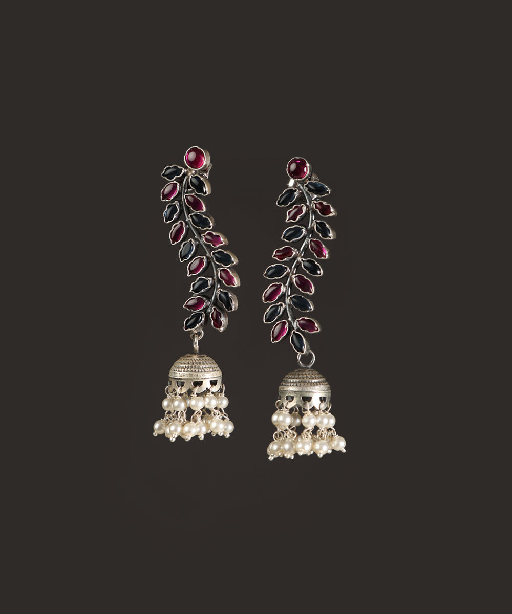Minha_Handcrafted_Oxidised_Pure_Silver_Earrings_With_Pearl_Tassels_WeaverStory_02