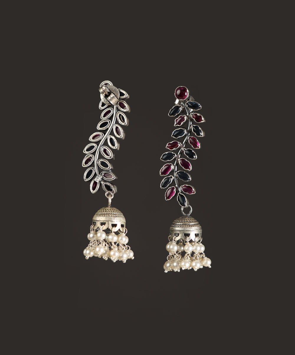 Minha_Handcrafted_Oxidised_Pure_Silver_Earrings_With_Pearl_Tassels_WeaverStory_03