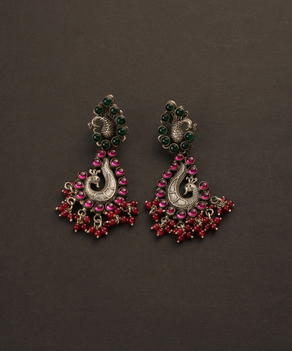 Nureen_Handcrafted_Oxidised_Pure_Silver_Earrings_With_Kempstones_WeaverStory_02