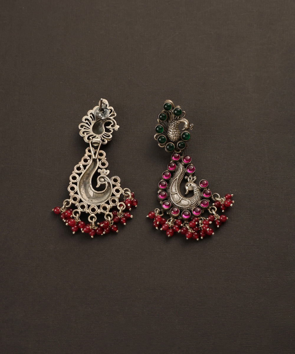 Nureen_Handcrafted_Oxidised_Pure_Silver_Earrings_With_Kempstones_WeaverStory_03