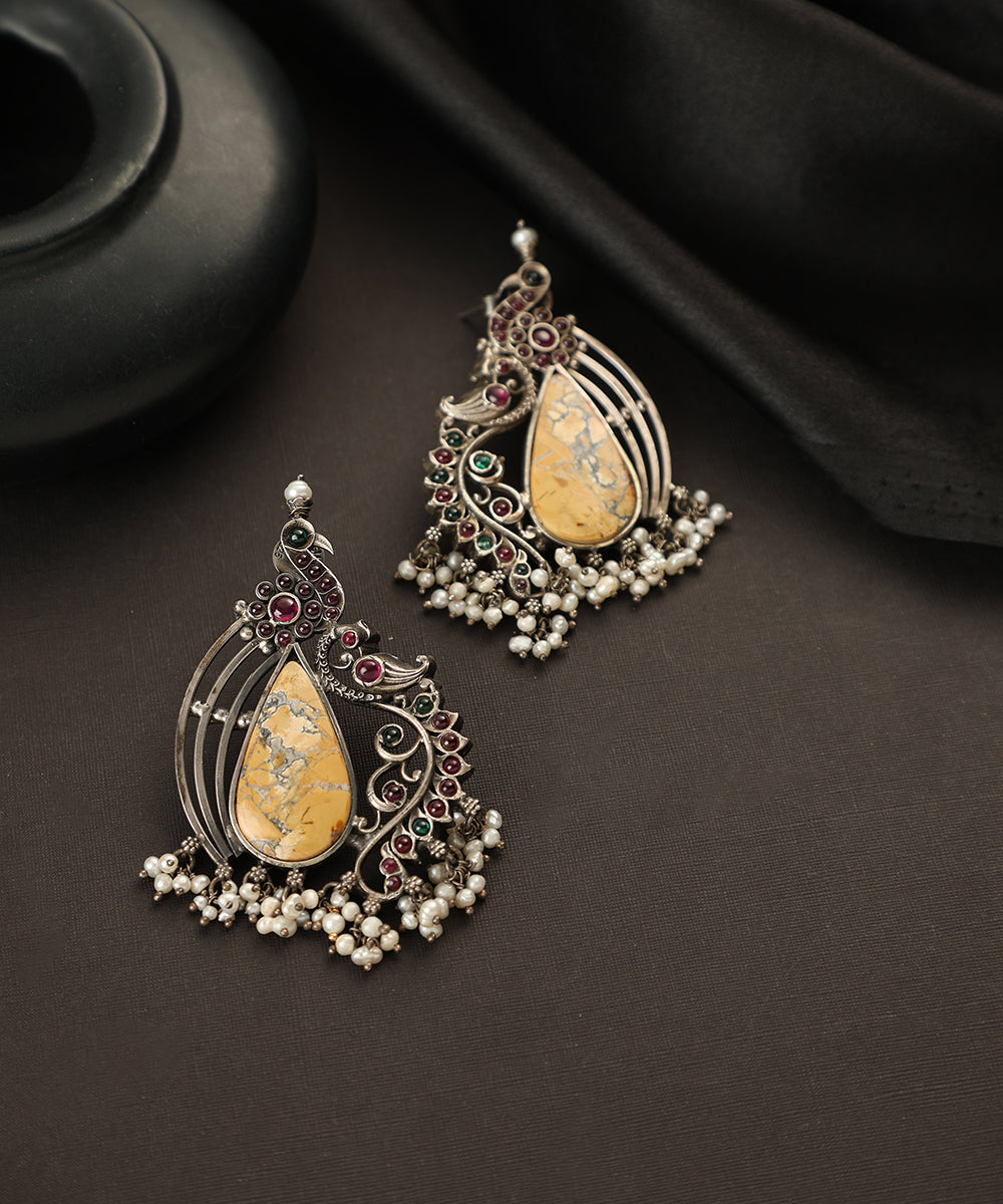 Oadira_Handcrafted_Oxidised_Pure_Silver_Earrings_With_Kempstones_WeaverStory_01