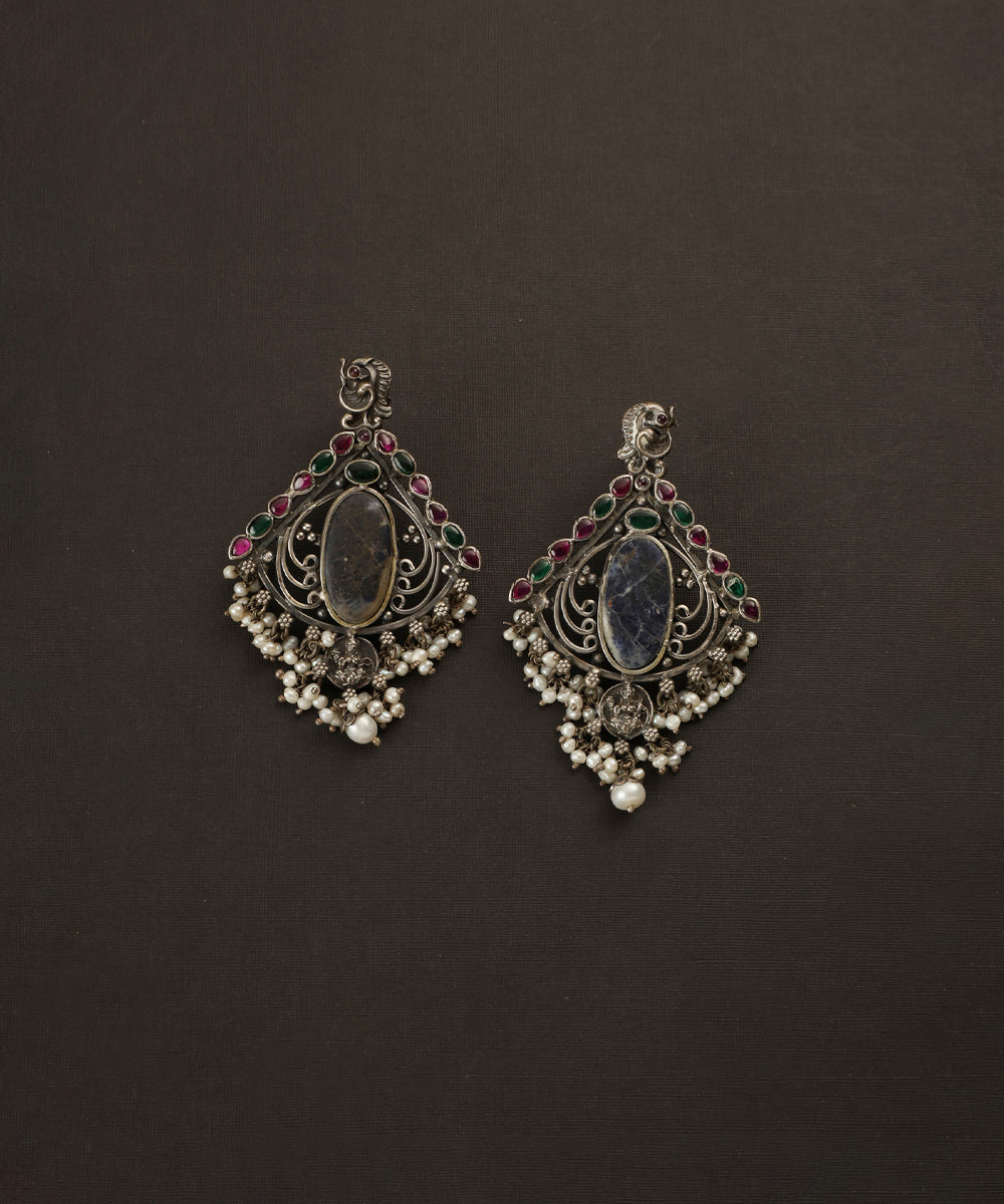 Amelia_Handcrafted_Oxidised_Pure_Silver_Lapis_Earrings_WeaverStory_02
