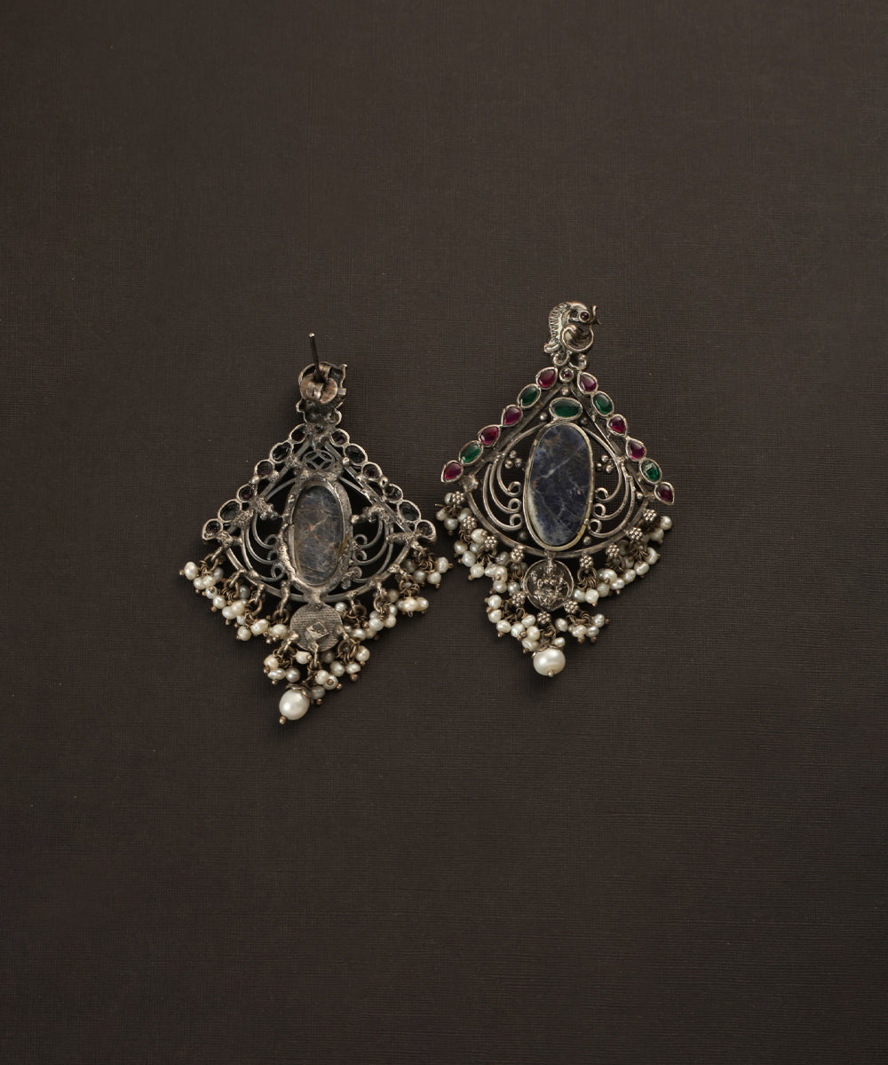 Amelia_Handcrafted_Oxidised_Pure_Silver_Lapis_Earrings_WeaverStory_03
