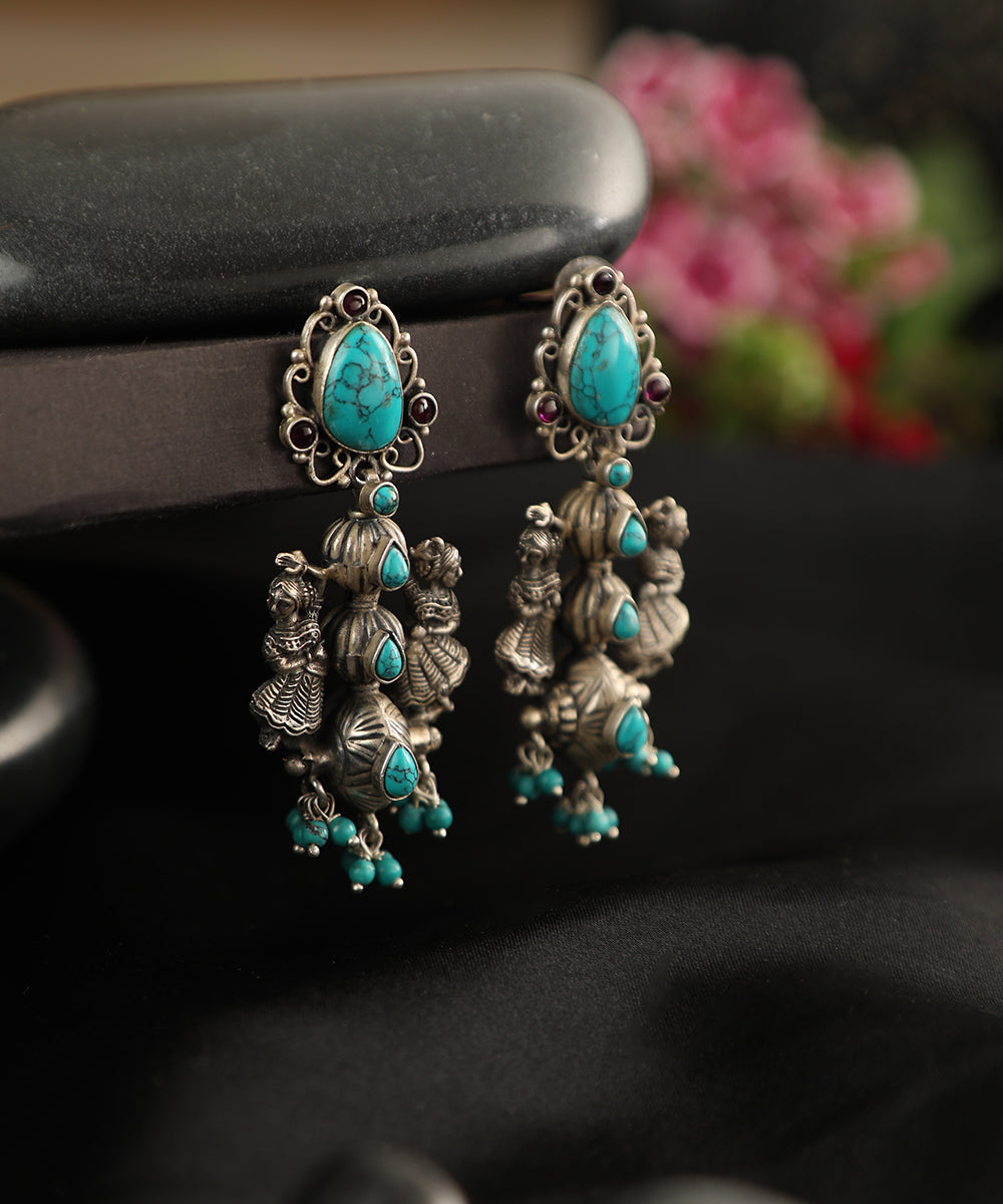 Ghizlan_Handcrafted_Oxidised_Pure_Silver_Turquoise_Earrings_WeaverStory_01