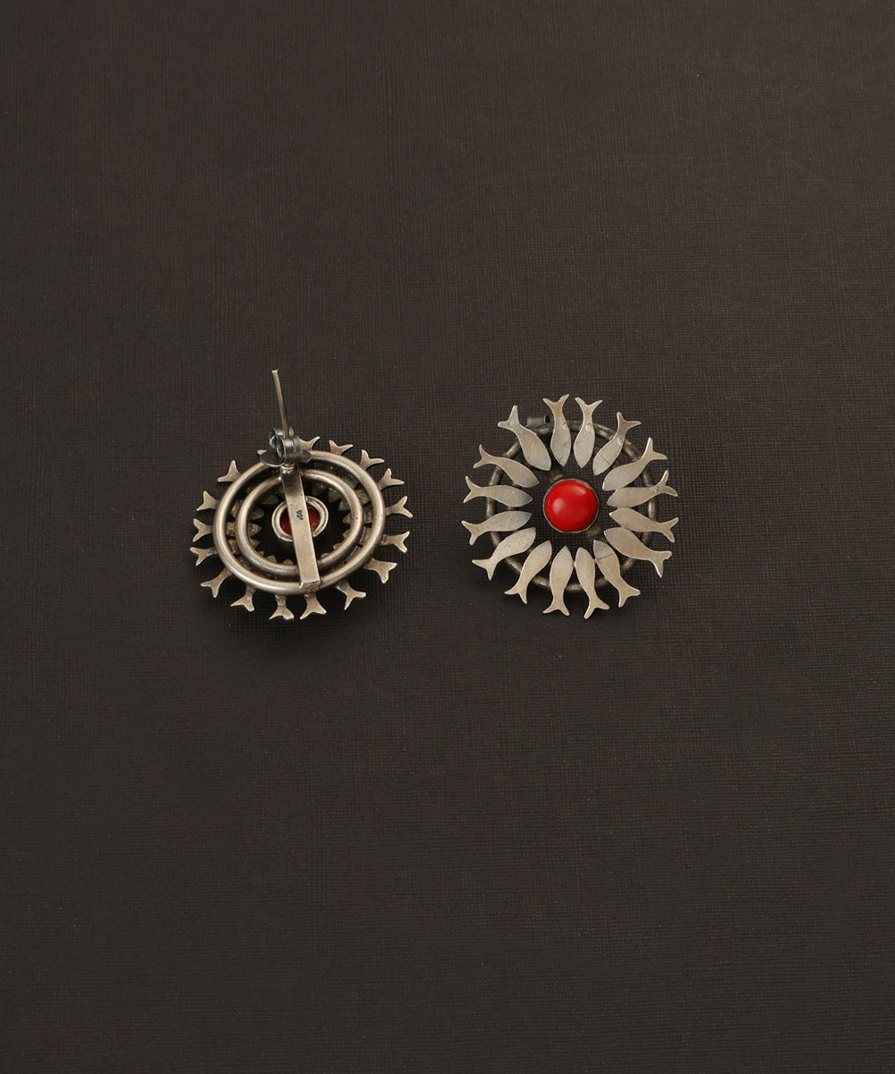 Mikhail_Handcrafted_Oxidised_Pure_Silver_Coral_Earrings_WeaverStory_03