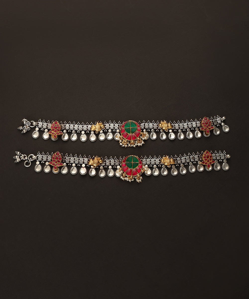Hayyan Handcrafted Oxidised Pure Silver Anklets With Bird Motifs Jewellery