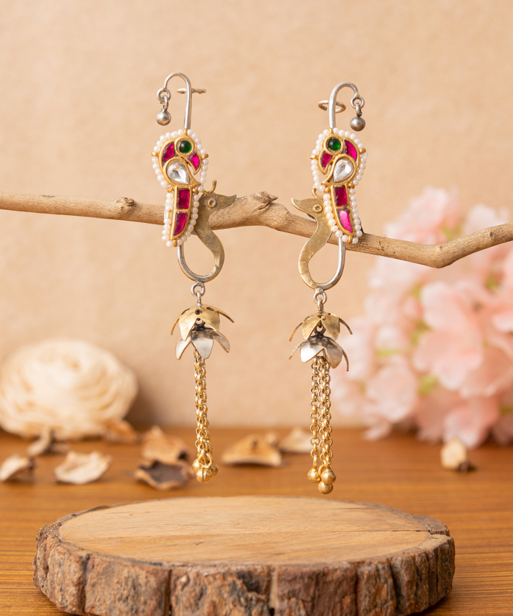 Ghazal_Handcrafted_Pure_Silver_Dangler_Earrings_With_Polki_And_Pearls_WeaverStory_01