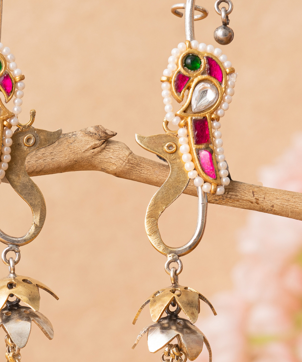 Ghazal_Handcrafted_Pure_Silver_Dangler_Earrings_With_Polki_And_Pearls_WeaverStory_02