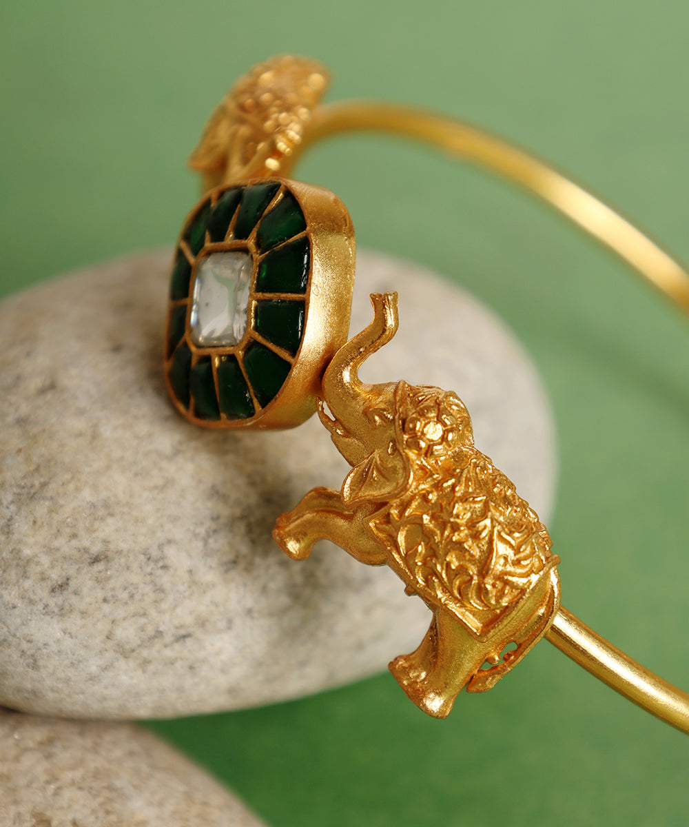 Jannat_Handcrafted_Pure_Silver_Bangle_With_Kundan_And_Elephant_Motifs_WeaverStory_02