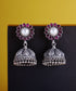 Kavya_Handcrafted_Oxidised_Pure_Silver_Earrings_With_Kempstones_In_Floral_Motifs_WeaverStory_01