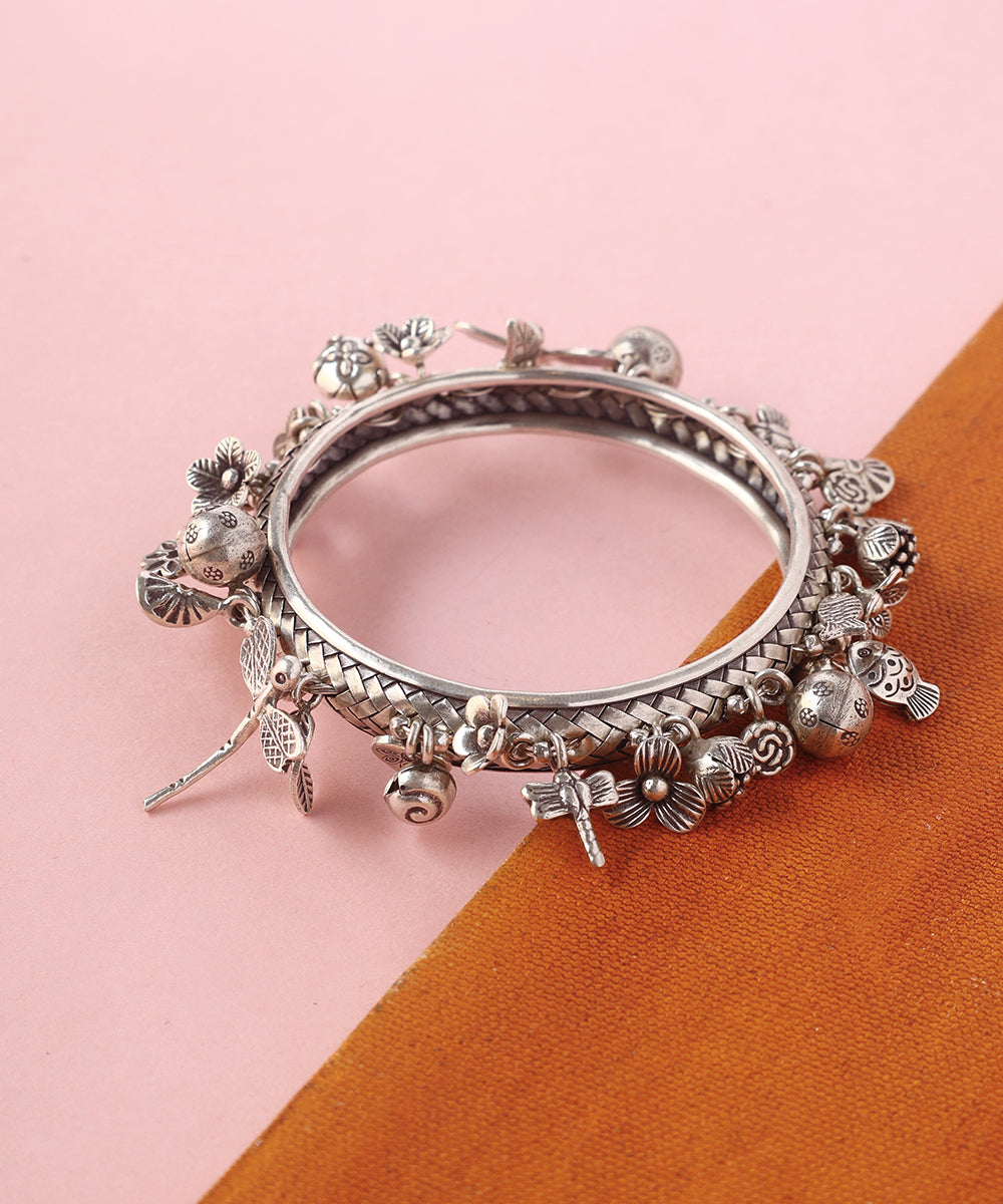 Kyra_Handcrafted_Pure_Silver_Charm_Bangle_WeaverStory_01